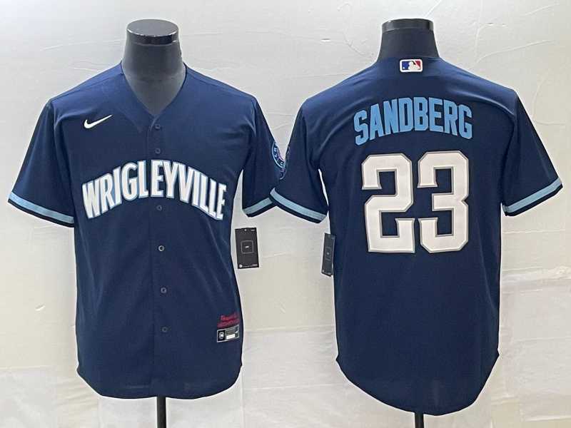 Men%27s Chicago Cubs #23 Ryne Sandberg Navy City Connect Cool Base Stitched Jersey->chicago white sox->MLB Jersey